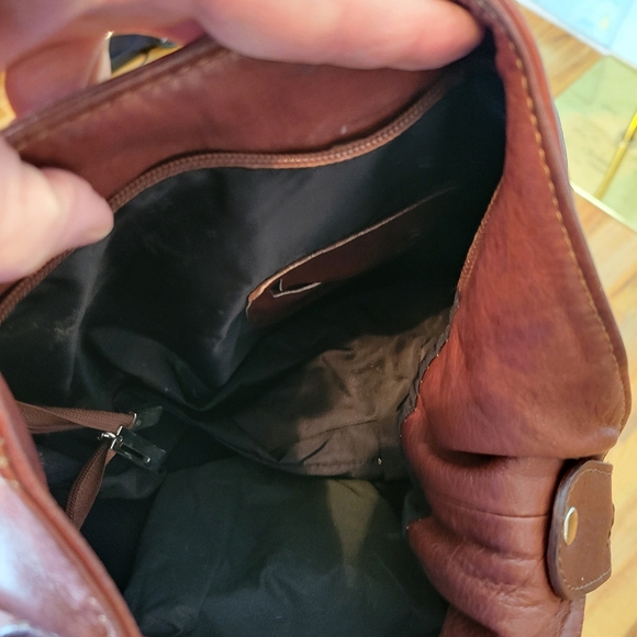 Vintage Brown Leather Shoulder Bag Purse Satchel - Picture 14 of 14
